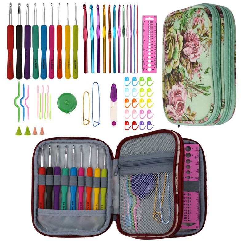 36 Styles Crochet Hook Set With Case Weaving Knitting Needles Set DIY Needle Arts Craft Sewing Tools Accessories For Women