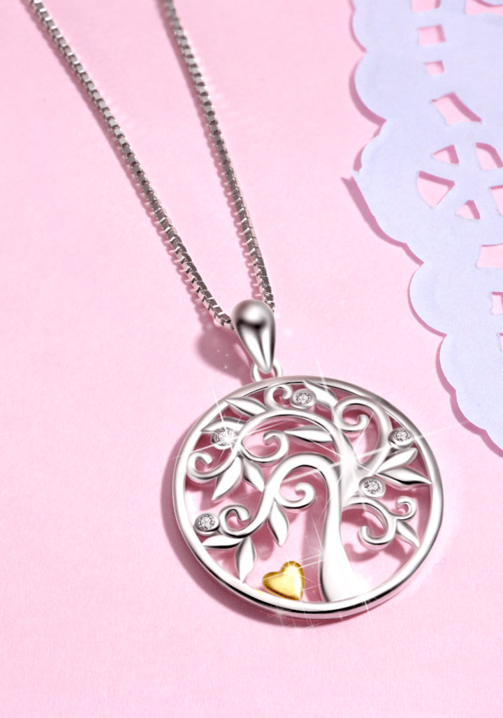 European and American fashion wild 925 sterling silver life tree necklace female micro inlaid zircon