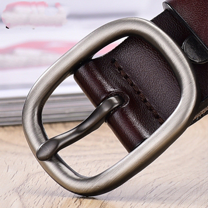 Hair Belt Female Leather Pin Buckle Retro Cowhide Belt