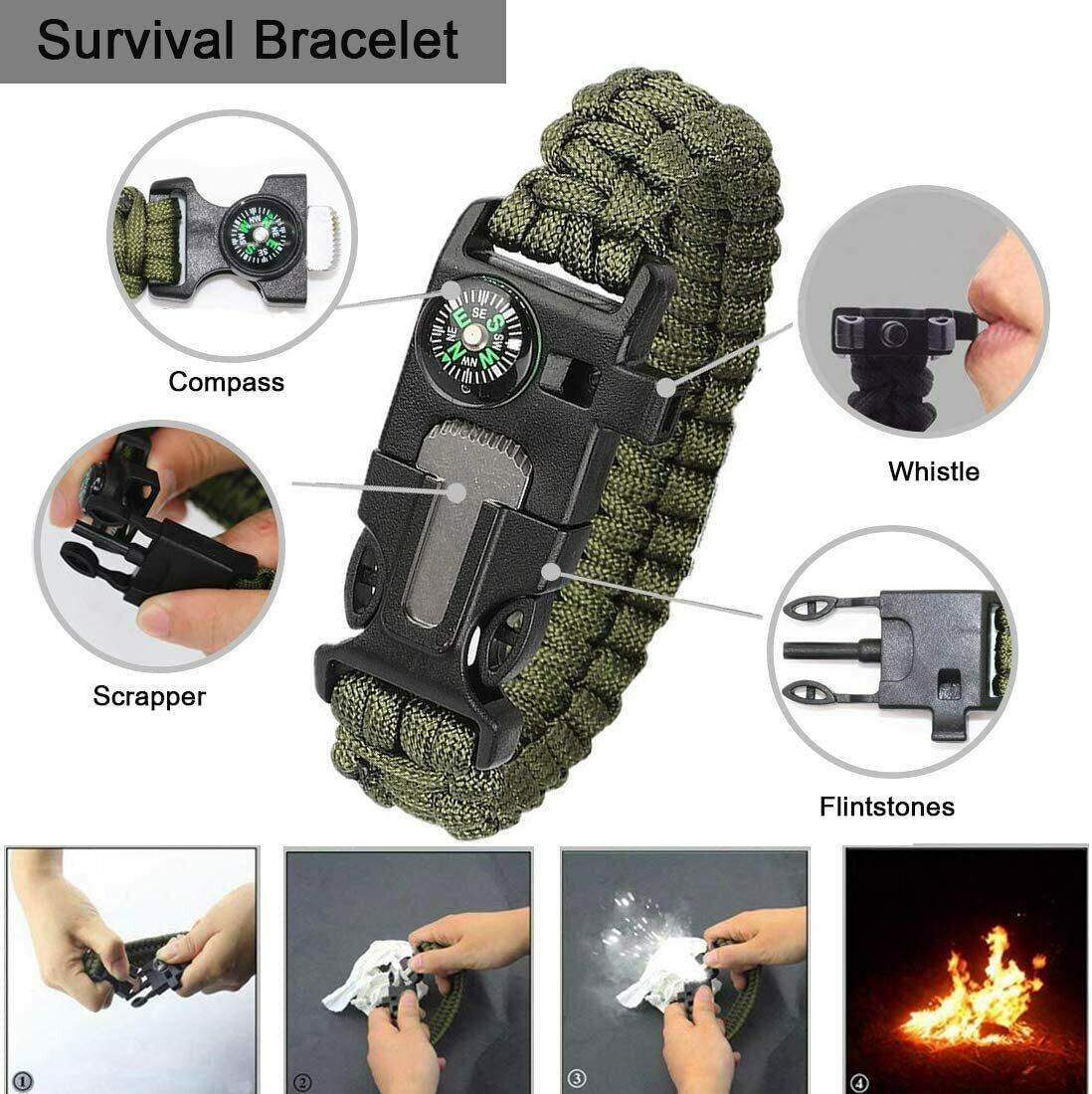 14-In-1 Outdoor Emergency Survival Kit Camping Hiking Tactical Gear Case Set Box