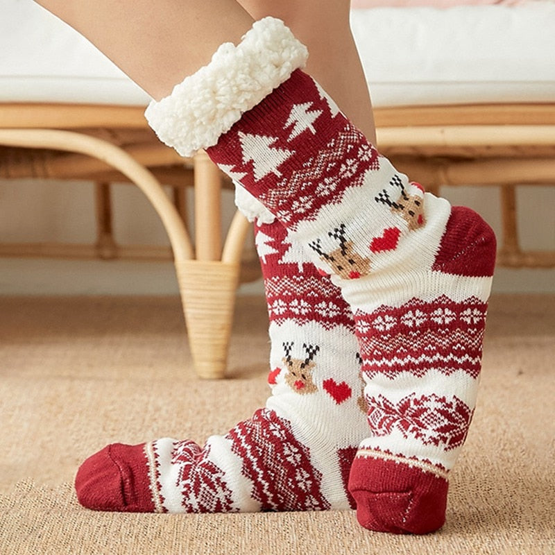 Christmas socks female autumn and winter tube floor socks