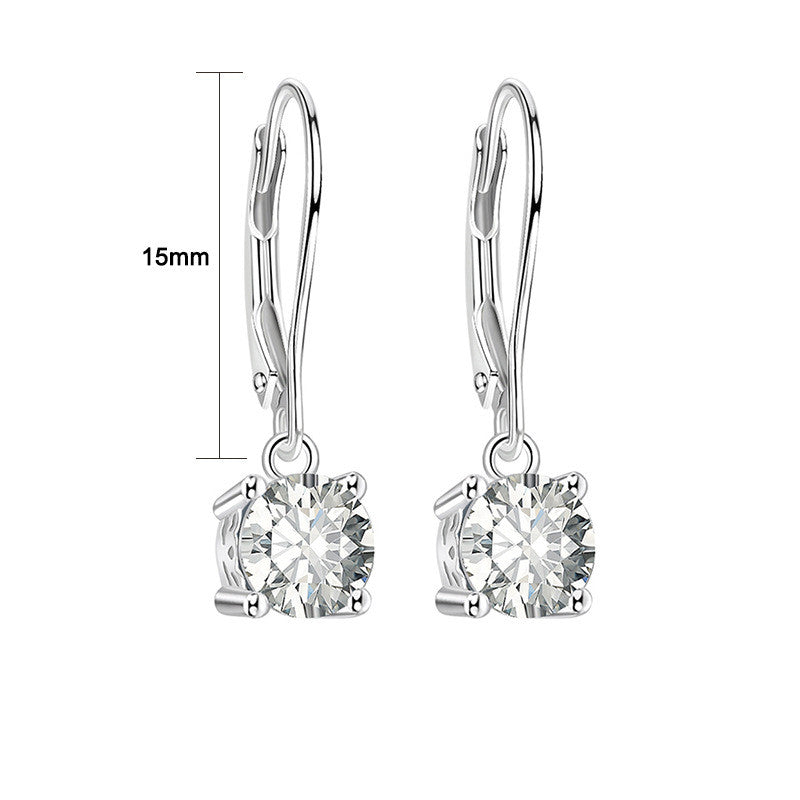 European And American Simple Aperture Round Zircon Earrings