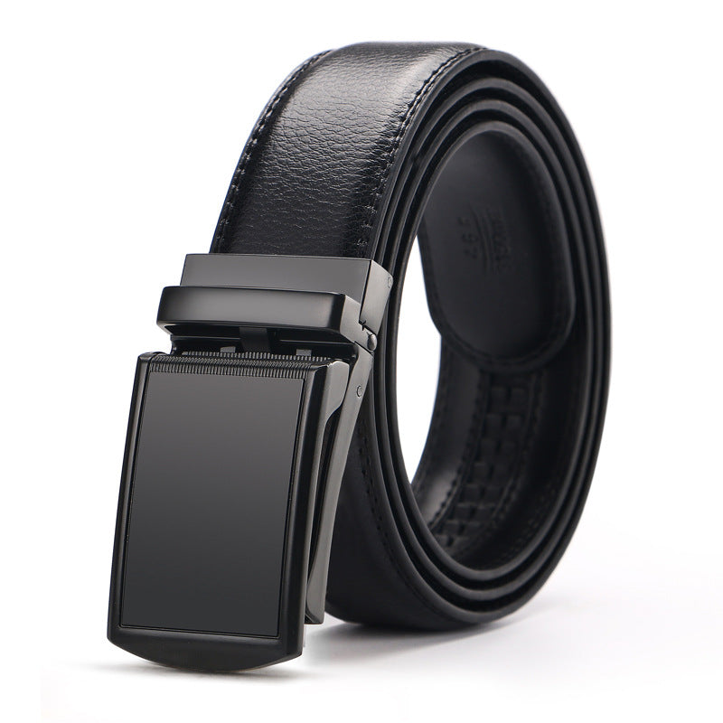 Men's Casual Fashion Automatic Buckle Two Layer Cowhide Leather Belt