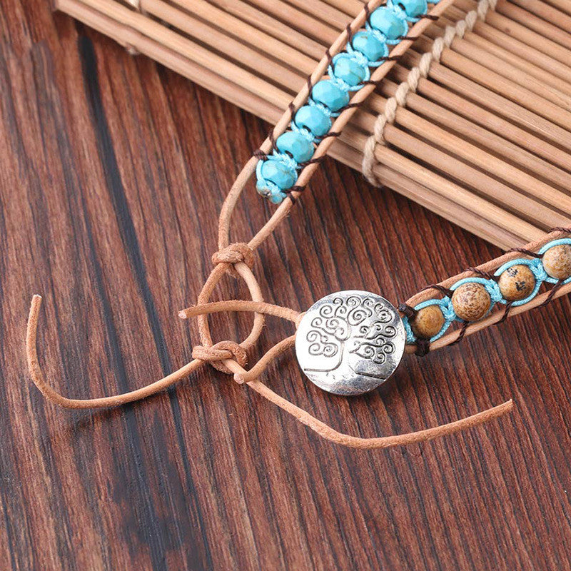 Multi-layer winding leather bracelet