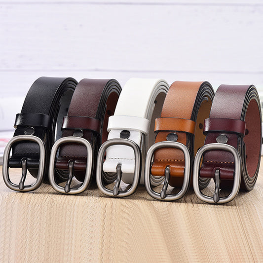 Hair Belt Female Leather Pin Buckle Retro Cowhide Belt