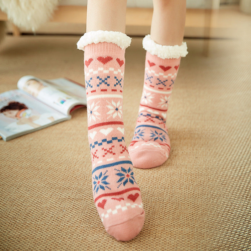 Casual Plus Velvet Mid-tube Ladies Snow Slippers Socks