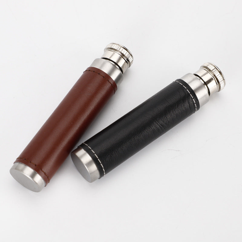 Portable Outdoor Portable Leather Stainless Steel Wine Bottle