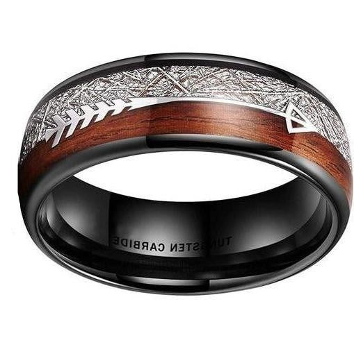 Fashion Creative Black Narrow Wood Grain Stainless Steel Ring