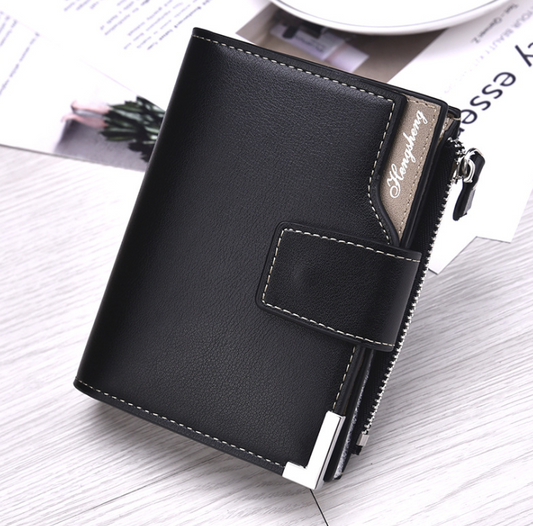 Men's wallet vertical multi-function card bag zipper buckle three fold wallet wallet coin purse US gold clip