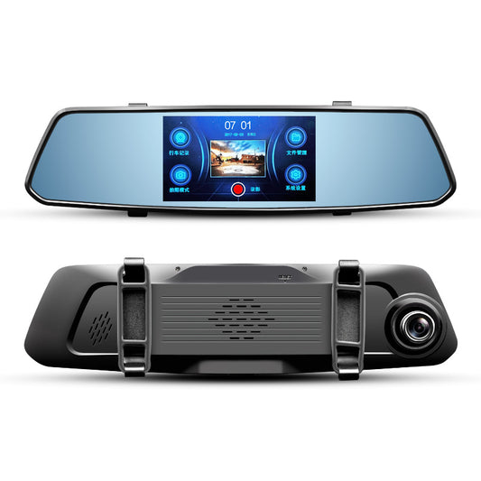 New Driving Recorder 5 inch Touch Screen Rearview Mirror HD 1080P Double Record Voice Prompt