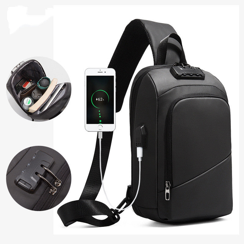 Anti-theft Lock Upscale Chest Bag Men Shoulder Bags USB Charging Crossbody Bags Summer Short Trip Travel Messengers Bag Unisex