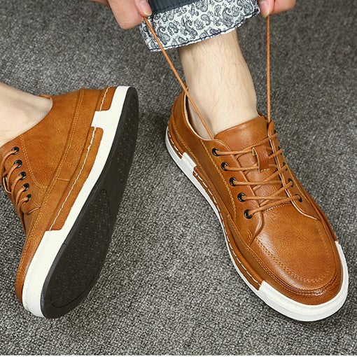 Mens Casual Breathable Vegan Leather Lace Up Shoes
