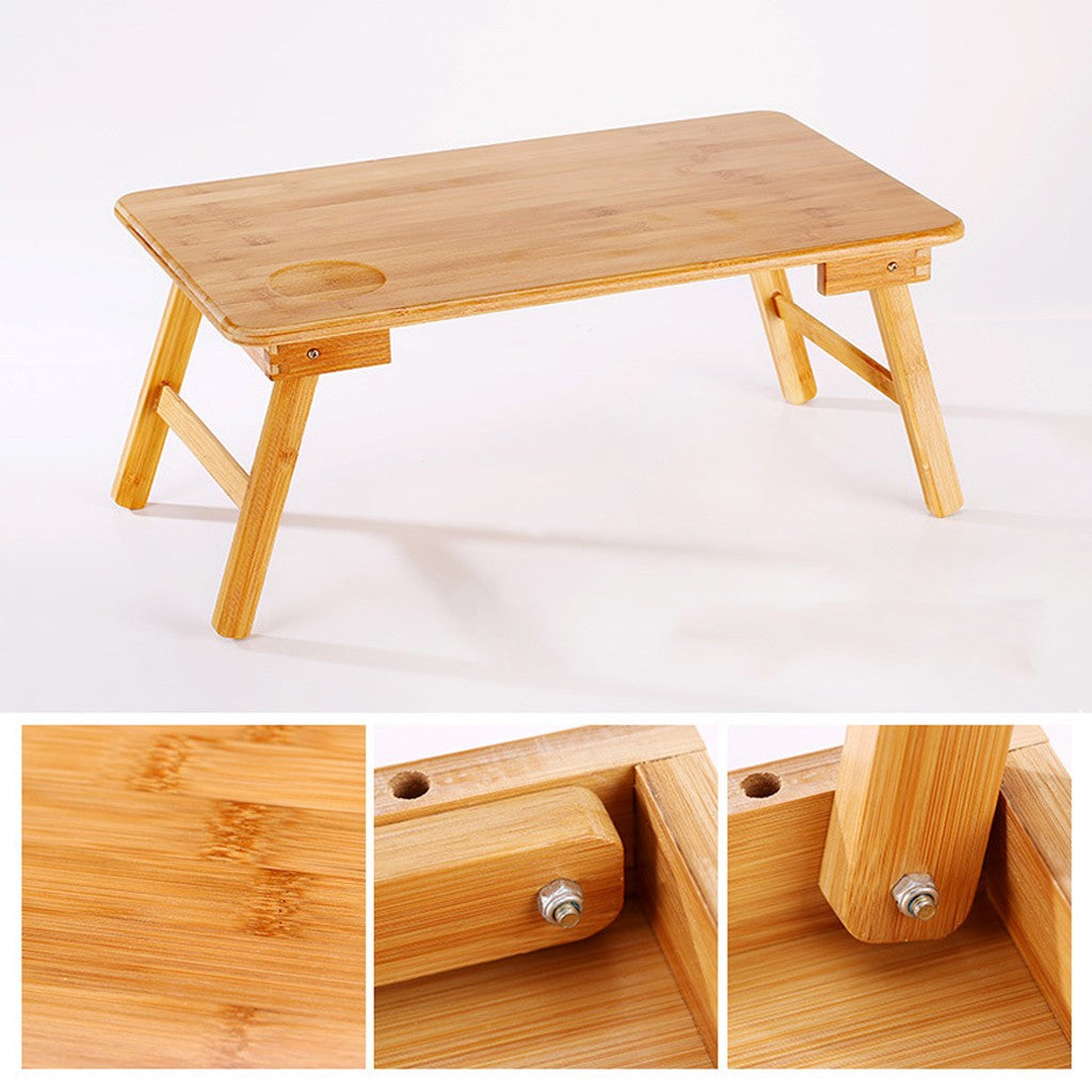 Bamboo Laptop Tray Desk Foldable Lap Table Bed Tray Home Lazy Breakfast Table