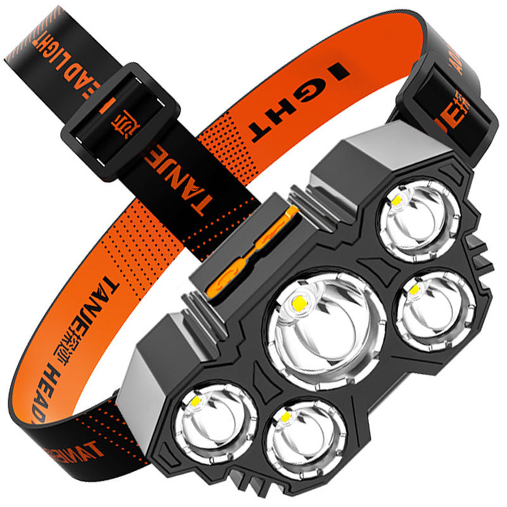 USB Strong Light Super Bright Rechargeable Fishing Five Head Lamp