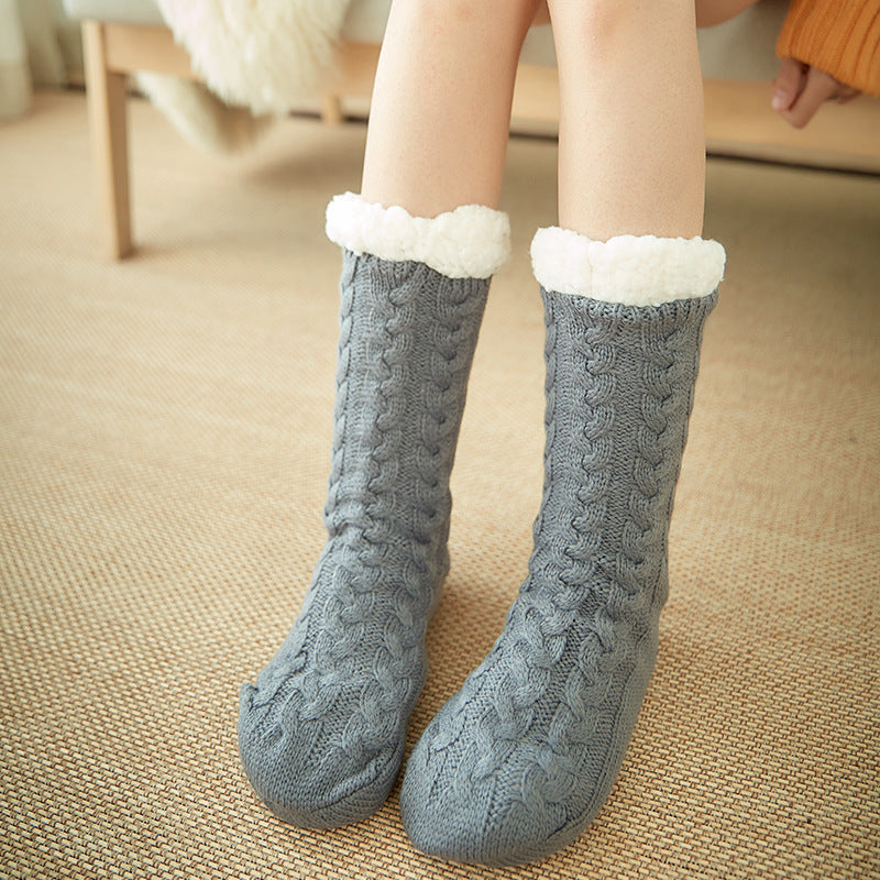 Casual Plus Velvet Mid-tube Ladies Snow Slippers Socks