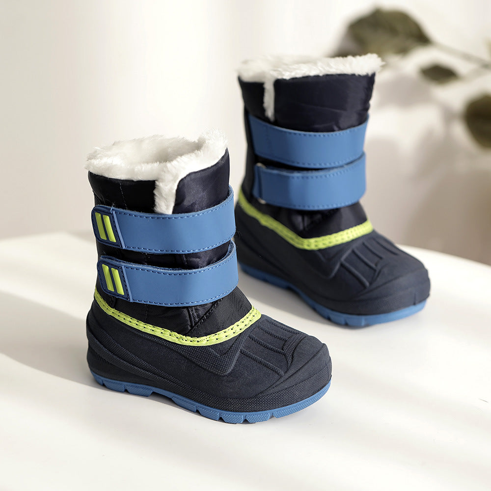 Children's Thick Warm Cotton Shoes In Tube Waterproof Snow Boots