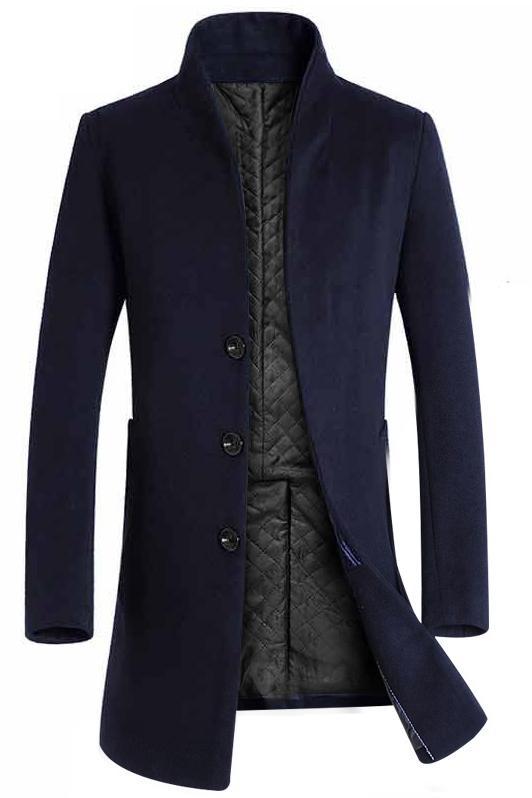 Men's mid-length slim coat woolen coat trench coat jacket