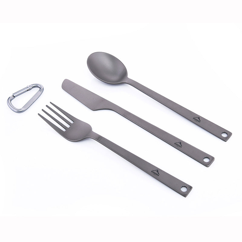 Pure Titanium Knife, Fork And Spoon Combination Light And Easy To Carry Outdoor Camping Tableware