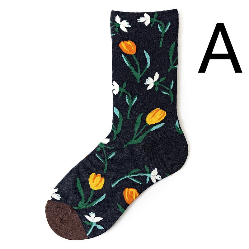 Cotton Adult Stockings Mens Retro Trendy Socks