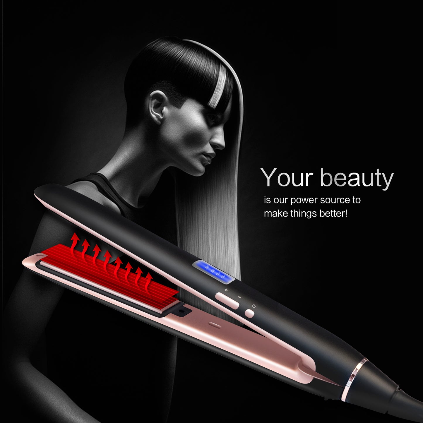 Professional Hair Straightener 2in1 Flat Iron Curling Straight Hair Fast Ceramic Heating