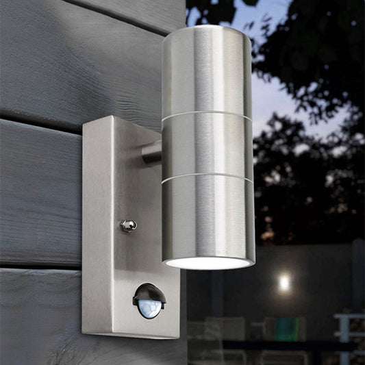 Stainless Steel GU10 Replaceable Bulb Human Body Induction Spotlight PIR Waterproof LED Outdoor Wall Lamp
