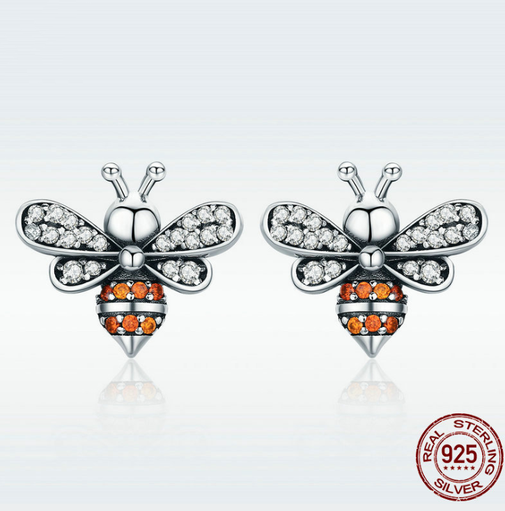 European and American popular s925 sterling silver bee earrings