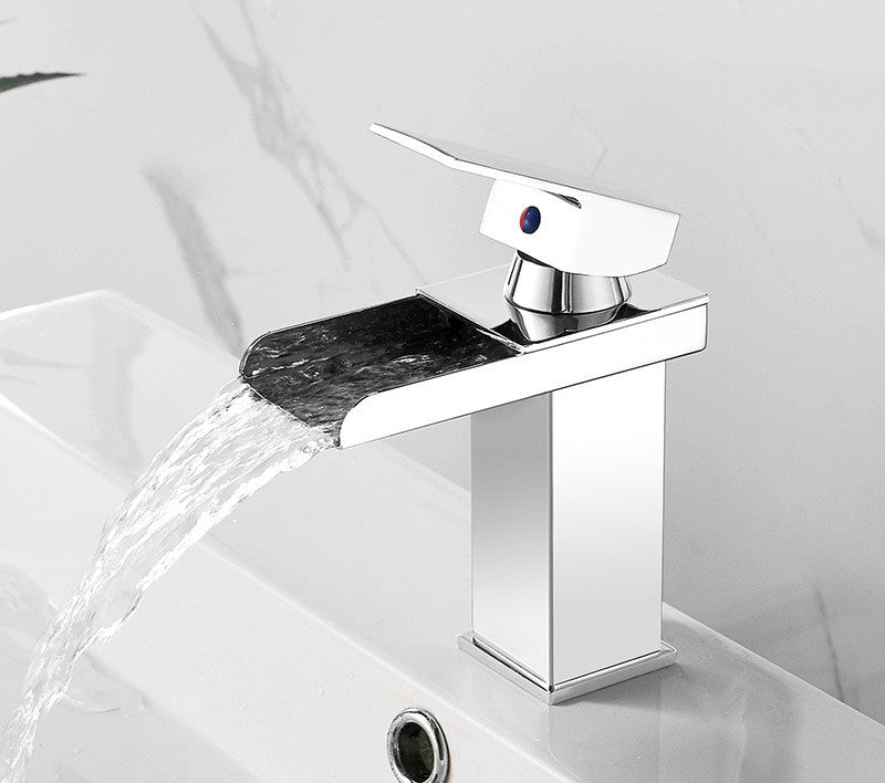 Waterfall Basin Faucet, Bathroom Above Counter Basin, Square Faucet