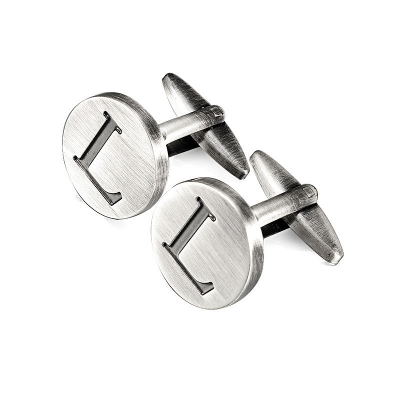 Men's antique silver letters French shirt cufflinks