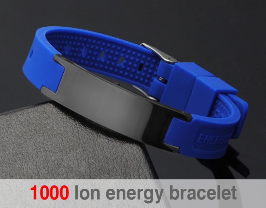 Hottime 4 in 1 Bio Elements Energy Silicon Sport Bracelet Bangle Multicolor Power Bands Balance Stainless Steel Metal Bracelets