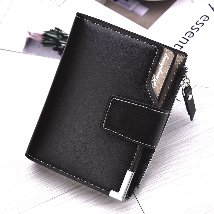 Men's wallet vertical multi-function card bag zipper buckle three fold wallet wallet coin purse US gold clip