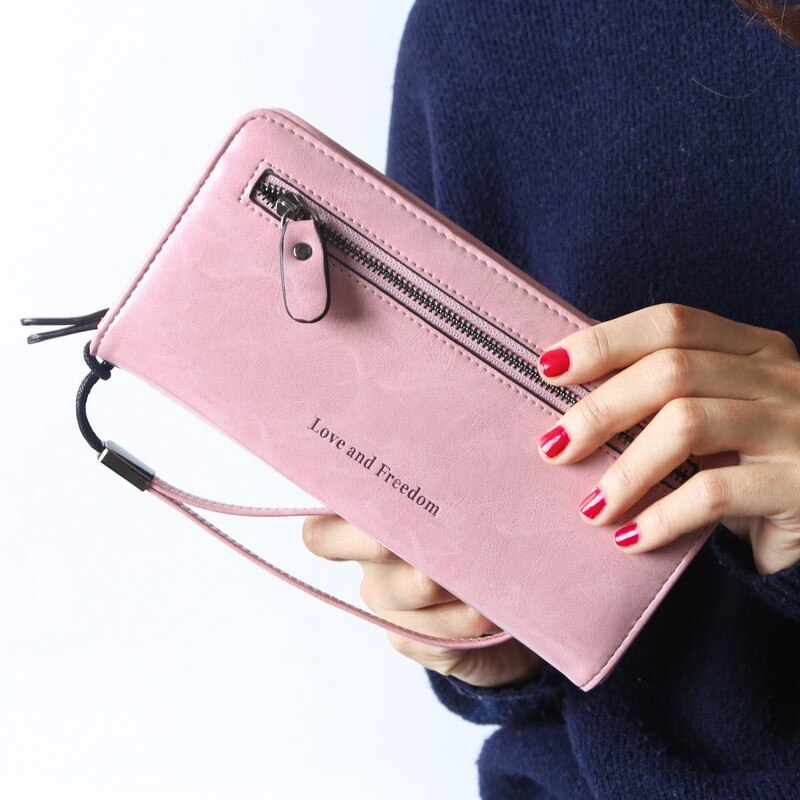 PU leather  letter women Purse Long wallet