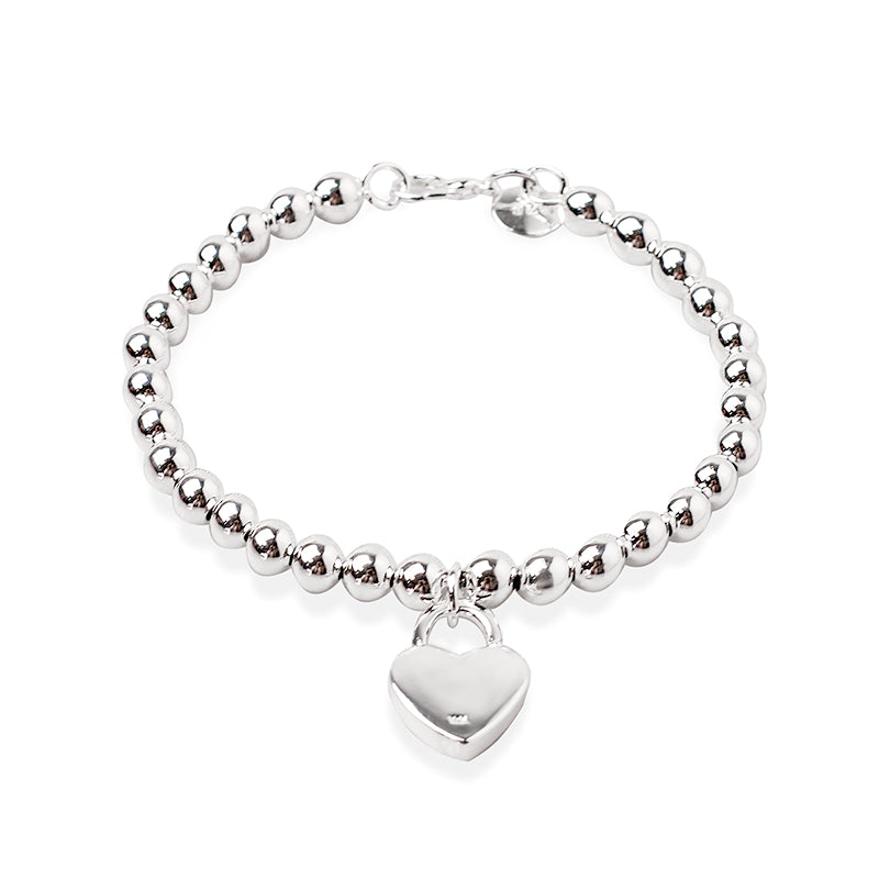 925 Silver Plated Heart Lock Bracelet