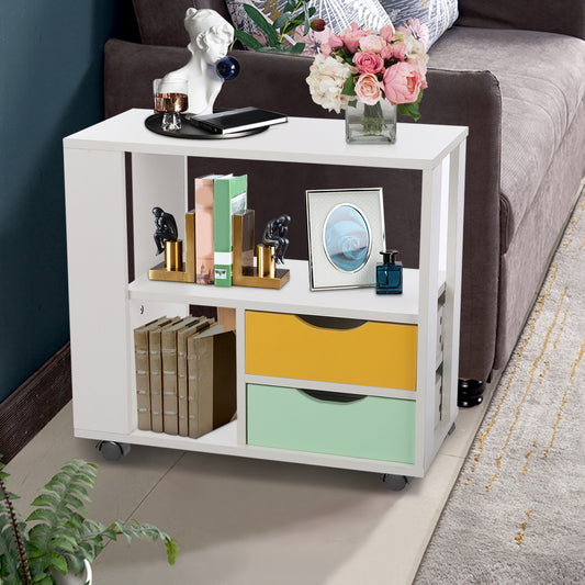 Bedroom End Table Bed Side Coffee Table  Stand With Storage Shelf And 2 Draws