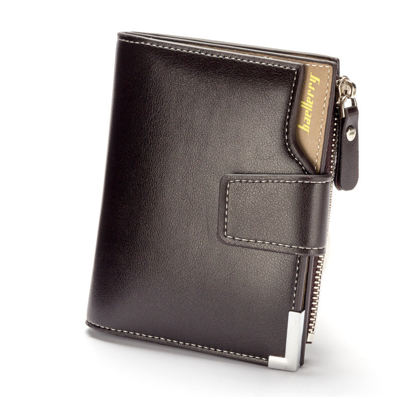 Men's Wallet Multi-function Wallet With Zipper Buckle Tri-fold Coin Purse