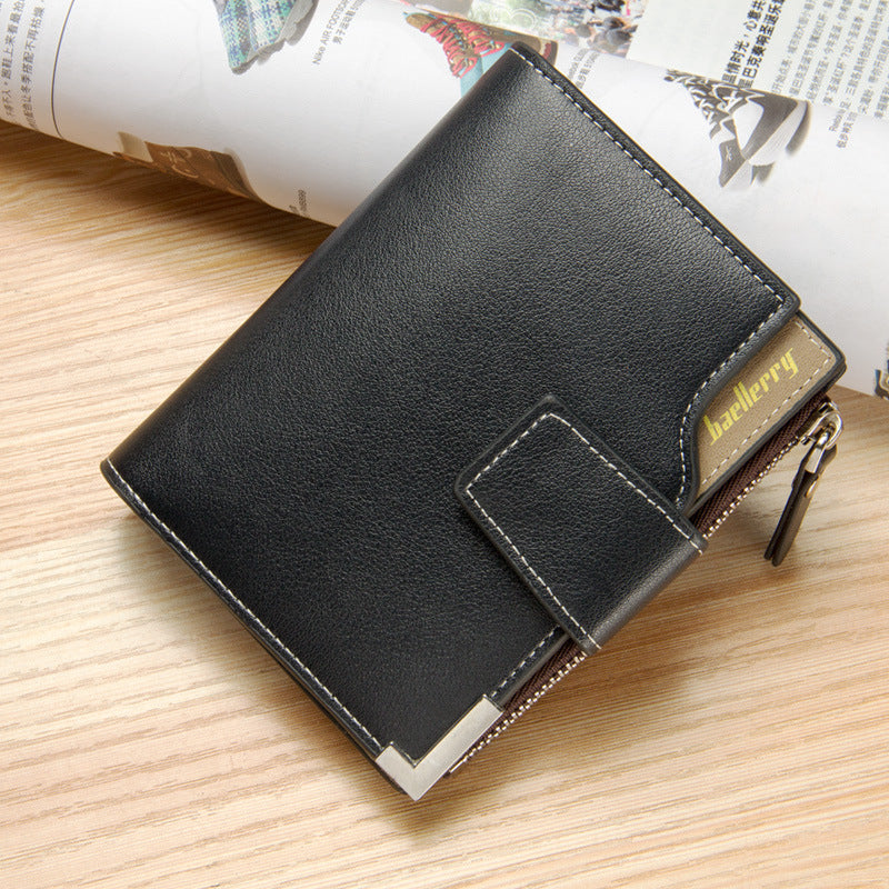 Men's Wallet Multi-function Wallet With Zipper Buckle Tri-fold Coin Purse