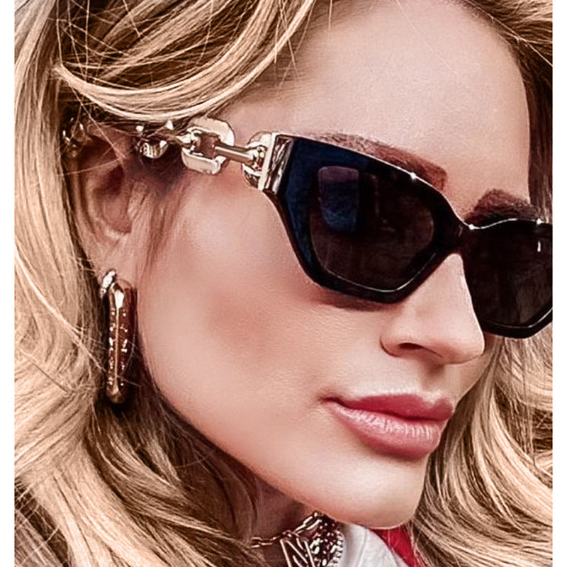 Small Frame Sunglasses, Personalized Chain Temples,Sunshade Sunglasses