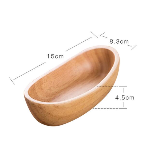 Natural Thick Bottom Rubber Wood Boat Compote Salad Bowl