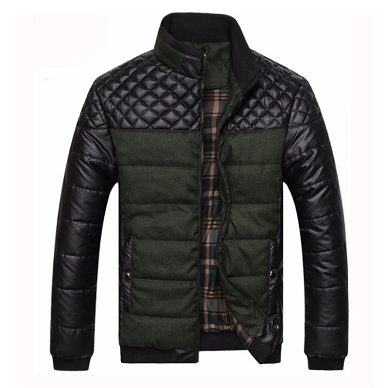 Winter Men Jacket and Coats PU Patchwork Designer Jackets