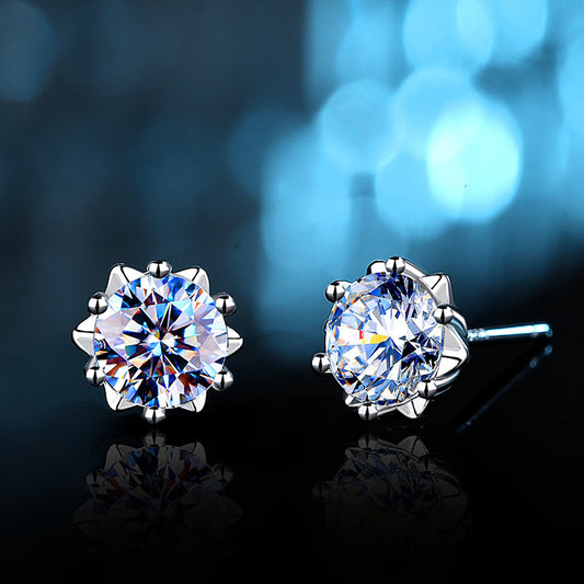 Fashion Snowflake Moissan Diamond Stud Earrings