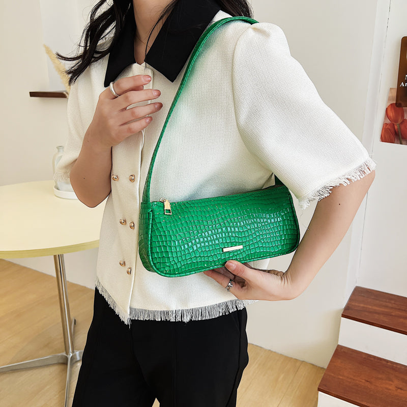 Crocodile Pattern Cute Small PU Leather Shoulder Side Bags For Women 2022 Hit Summer Simple Handbags And Purses Female Totes