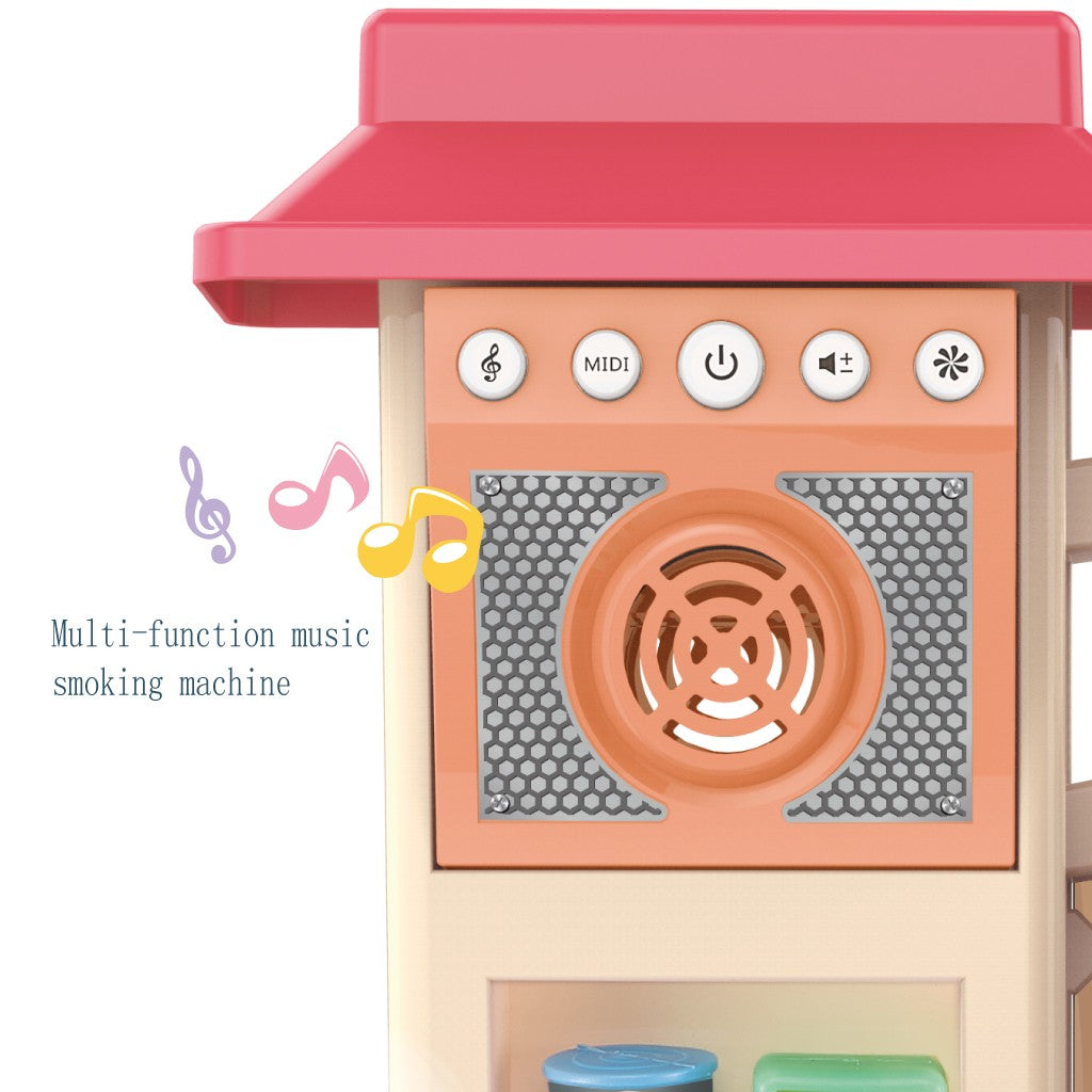 Role Play Kids Kitchen Playset With Real Cooking And Water Boiling Sounds-Girls