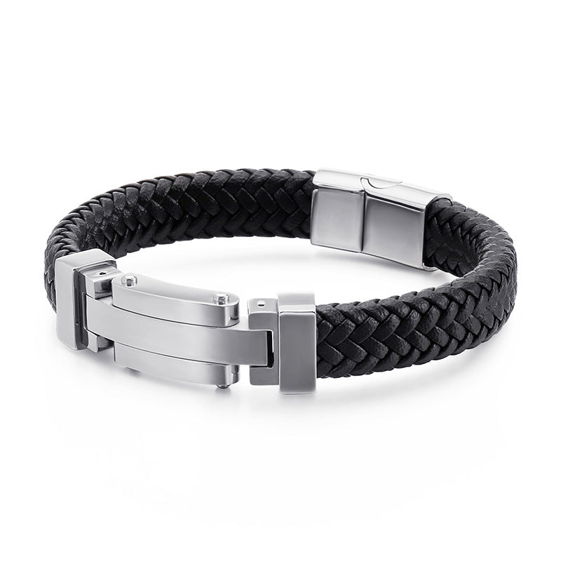 Personalized Men's Woven Leather Bracelet