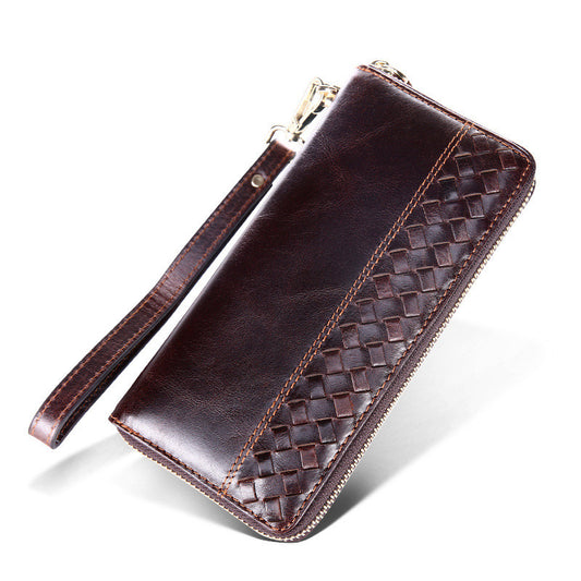 Leather woven purse