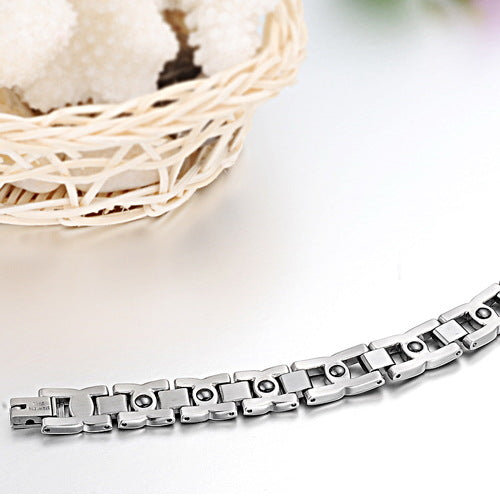 New Rhinestone Titanium Steel Couple Bracelet