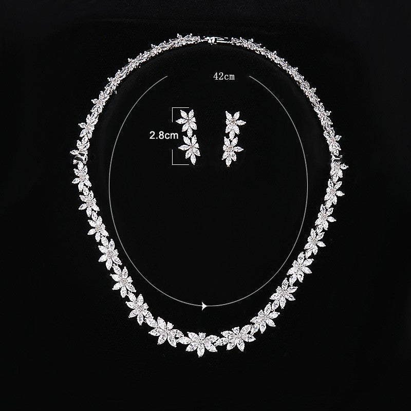 New European and American bridal zircon necklace