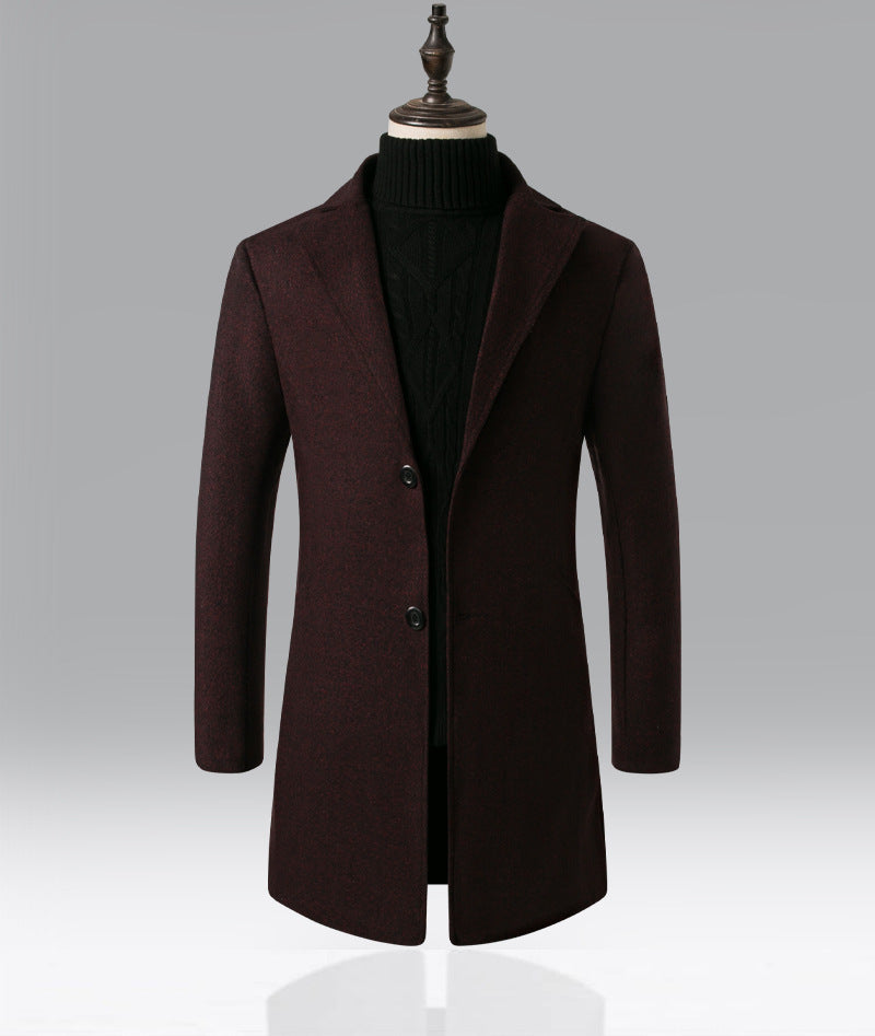 Men's Trench Coat Mid-length Woolen Coat