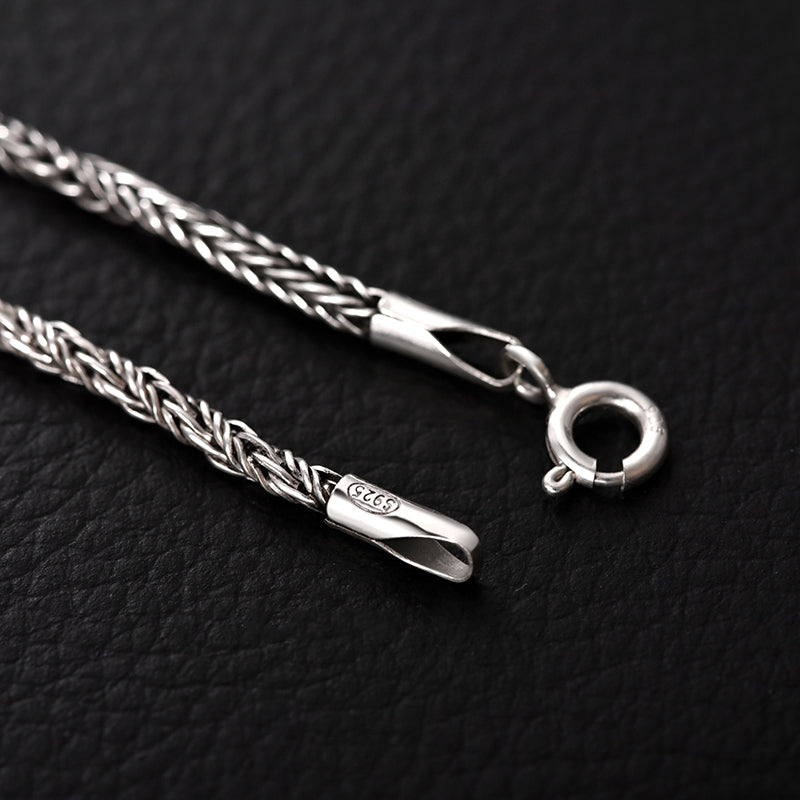 925 Silver 2.0 Braided Necklace Men's Tide Brand Retro