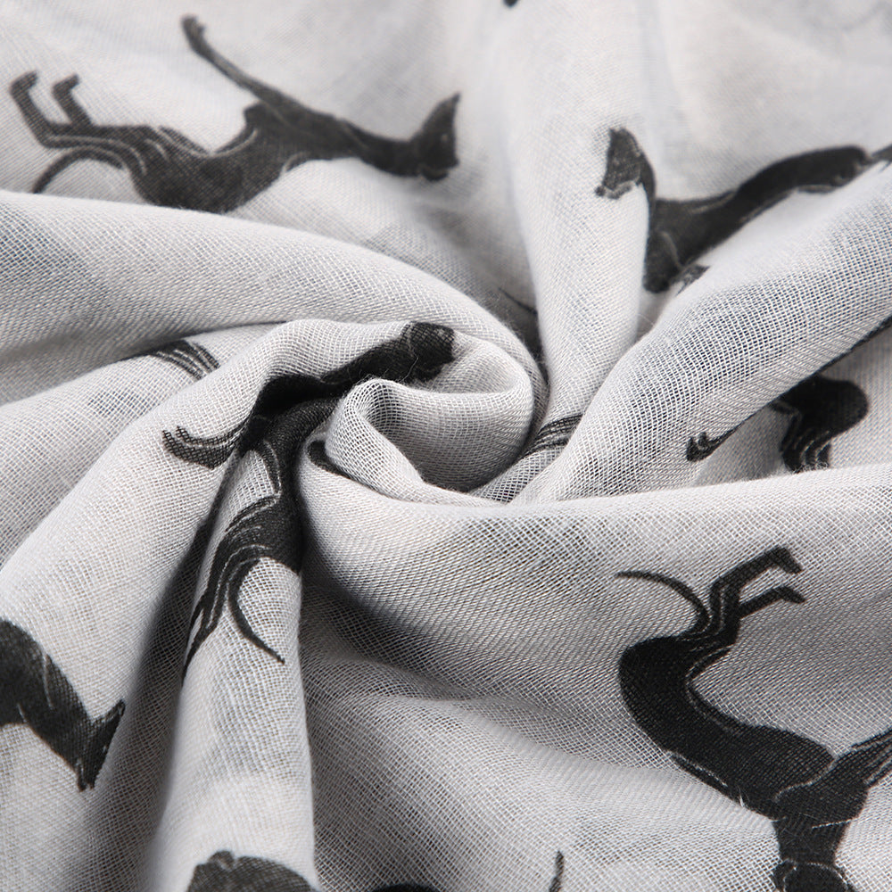 Black dog print scarf