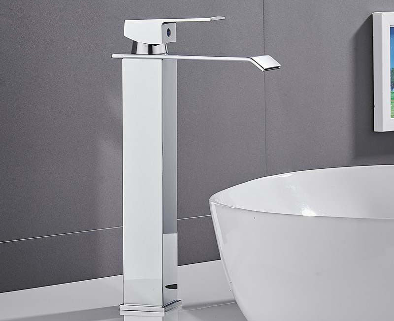 Waterfall Basin Faucet, Bathroom Above Counter Basin, Square Faucet