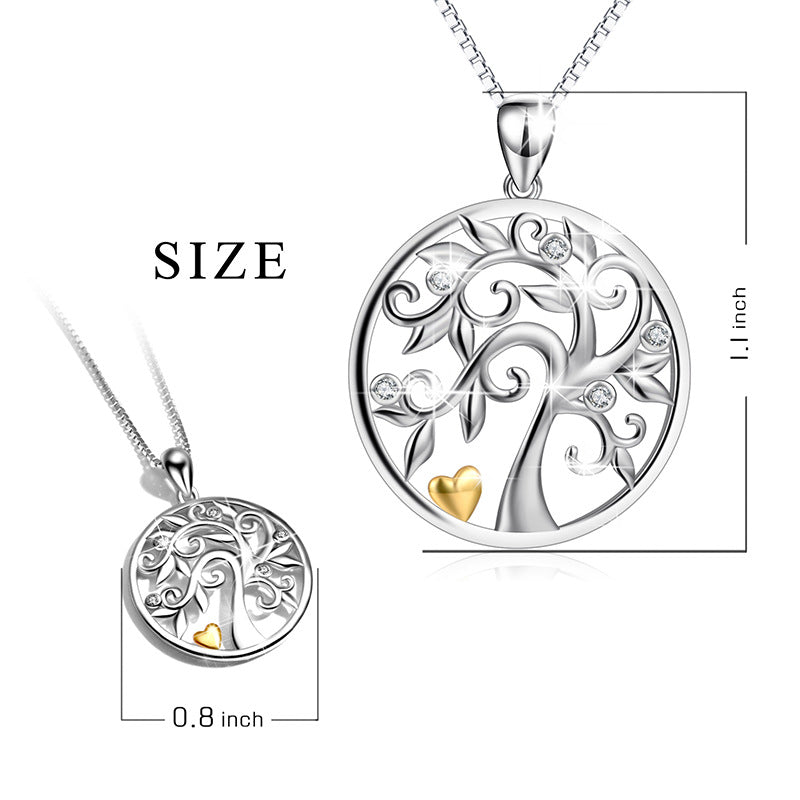 European and American fashion wild 925 sterling silver life tree necklace female micro inlaid zircon